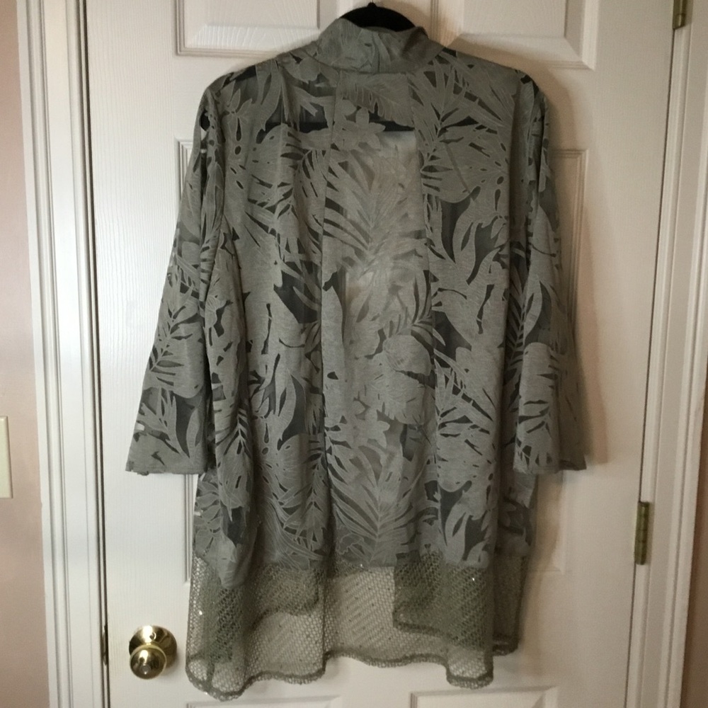 Chico’s Travelers Green Open Front No-Wrinkle Kimono - L - Picture 2 of 9